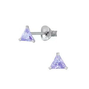 Silver Triangle Amethyst Earrings